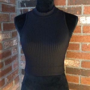Ribbed Black Bebe Crop Top